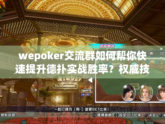 wepoker交流群如何帮你快速提升德扑实战胜率？权威技巧全解析