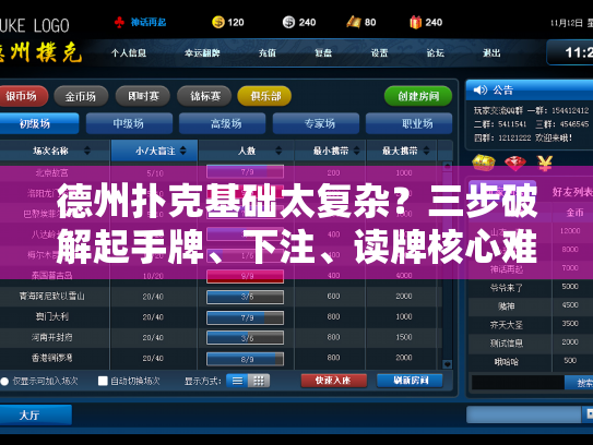 德州扑克基础太复杂？三步破解起手牌、下注、读牌核心难题